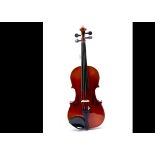 Violin, a Kiso Suzuki ¾ student violin with bow, good condition in hard case