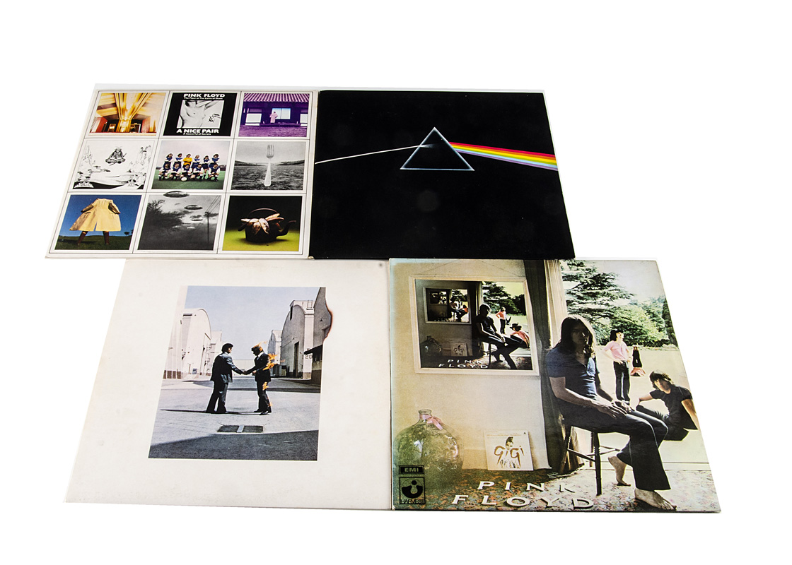 Pink Floyd LPs, four albums comprising Ummagumma (Gramophone Co round label rim, EMI boxes,