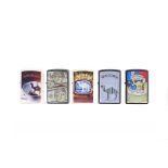 Camel Zippo Lighter Book Series, set of five lighters, comprising Camel on Television, Camel in