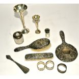 An Edward VII hallmarked Sheffield silver trumpet vase, maker James Dixon and Sons height 20cm,