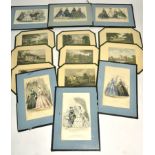 Fourteen 20th century place setting mats, eight with enclosed prints of country houses and