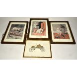 Three early 20th Century coloured Bonzo prints, all framed and glazed, 33cm x 23.5cm, together