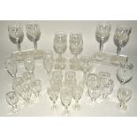A quantity of mixed 20th Century drinking glasses, to include cut glass, etched glass and some