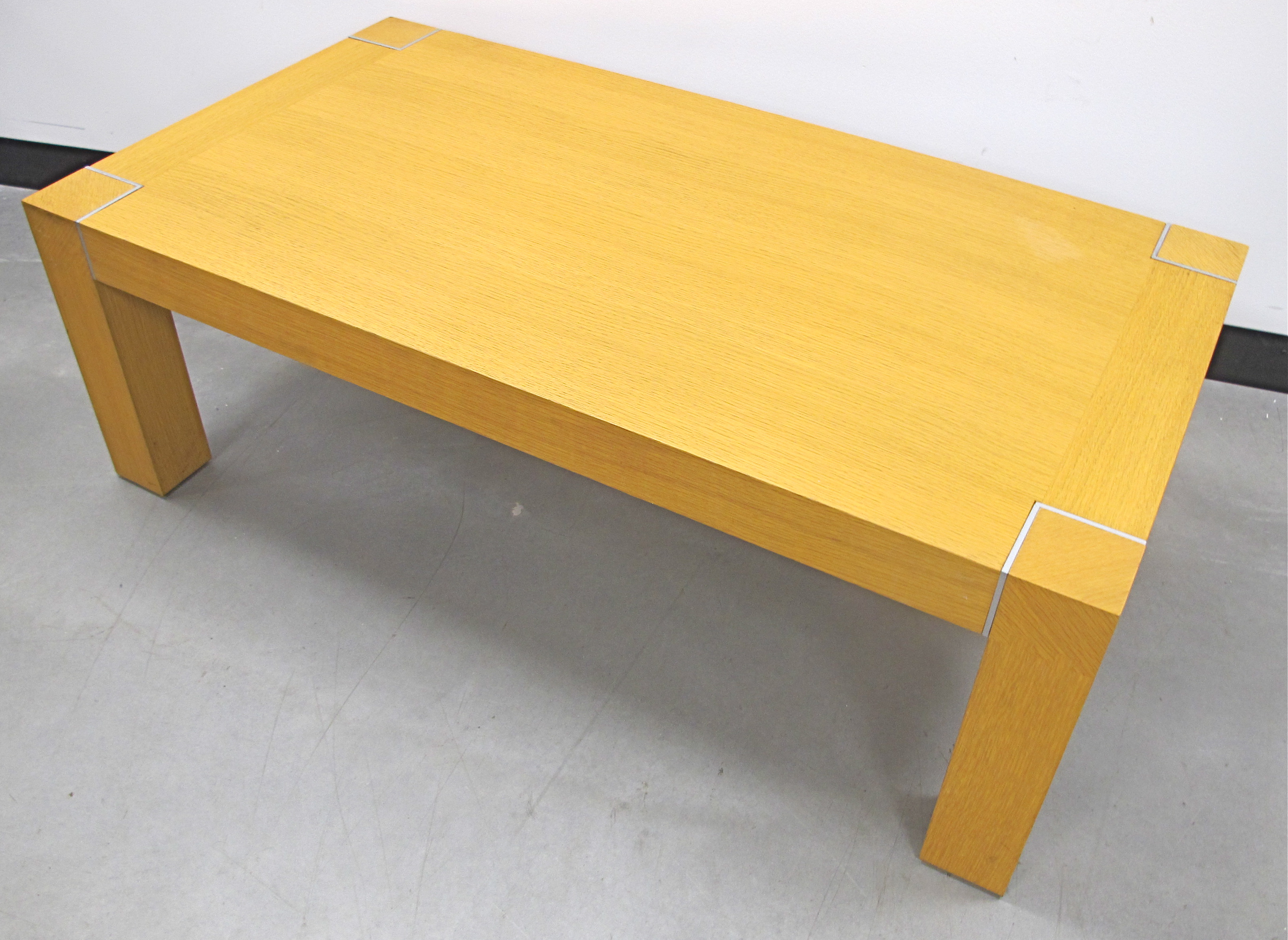 A contemporary oak veneered rectangular coffee table, together with three travel trunks, with - Image 2 of 2