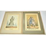 Two 1820's Mclean Haymarket prints coloured prints later republished, with contrasting figures '