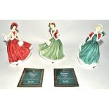 Three Royal Doulton Christmas day themed figures, HN4214 Christmas Day 1999 with certificate, HN4242