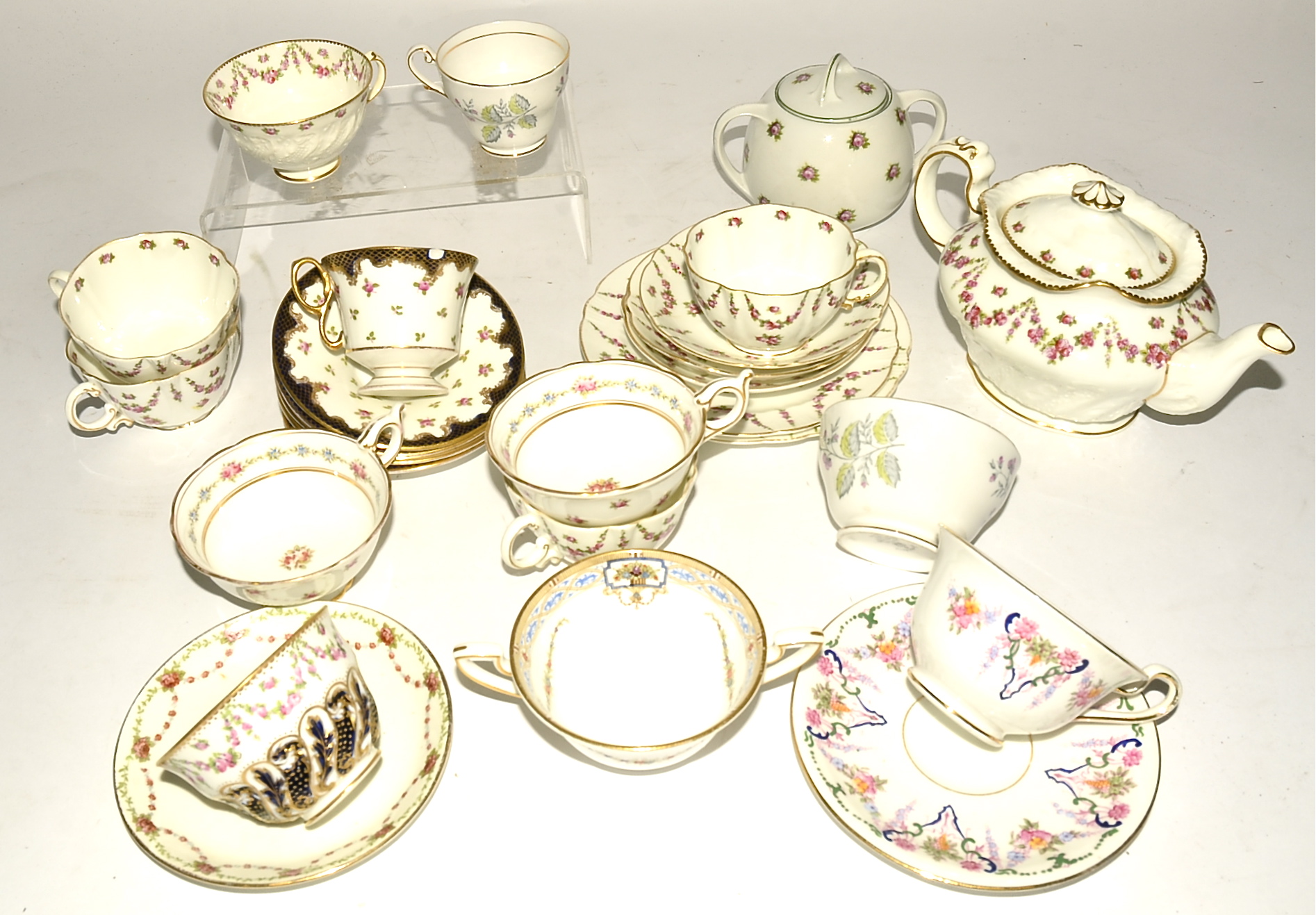 A quantity of predominantly British china cups and saucers, to include examples by Copelands,