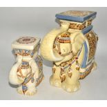 Two ceramic figures of elephants, the largest 45cm x 57cm (2)