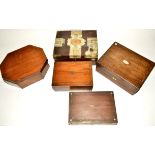 An early 20th Century oak canteen cutlery box, 33cm x 37cm, together with a collection of other