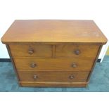 A Victorian mahogany chest, of two short above two long graduated drawers, rounded corners on plinth