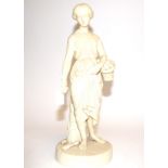 A 19th Century Parian ware figure of a lady throwing crumbs to birds, appears unmarked, height 38cm