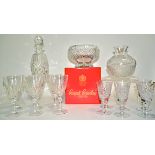 Six 20th Century drinking glasses with hobnail diamond design, height 14cm, together with six larger