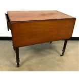 A Victorian mahogany drop leaf table, with drawer to one end, AF, top measures, 90cm x 54cm