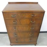 A 20th Century mahogany chest, of two short over four long graduated drawers, raised on cabriole