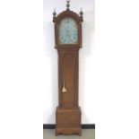 An early 19th Century Mahogany longcase clock with hand painted arched dial, 8 day movement by W M