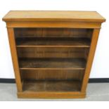 A 19th Century oak open bookcase, two adjustable shelves, raised on a plinth base, 91cm x 29cm x