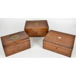 Four 19th Century walnut boxes, to include jewellery, writing etc, together with an early 20th