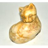 An alabaster statue of a cat, height 22cm,