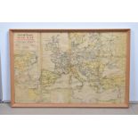 A WWII Period News Chronicle War Map of Europe and the Mediterranean, with inserts of Far East &