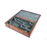 An antique pistol box, possibly for a Colt or Remington Army, later re-lined together with some