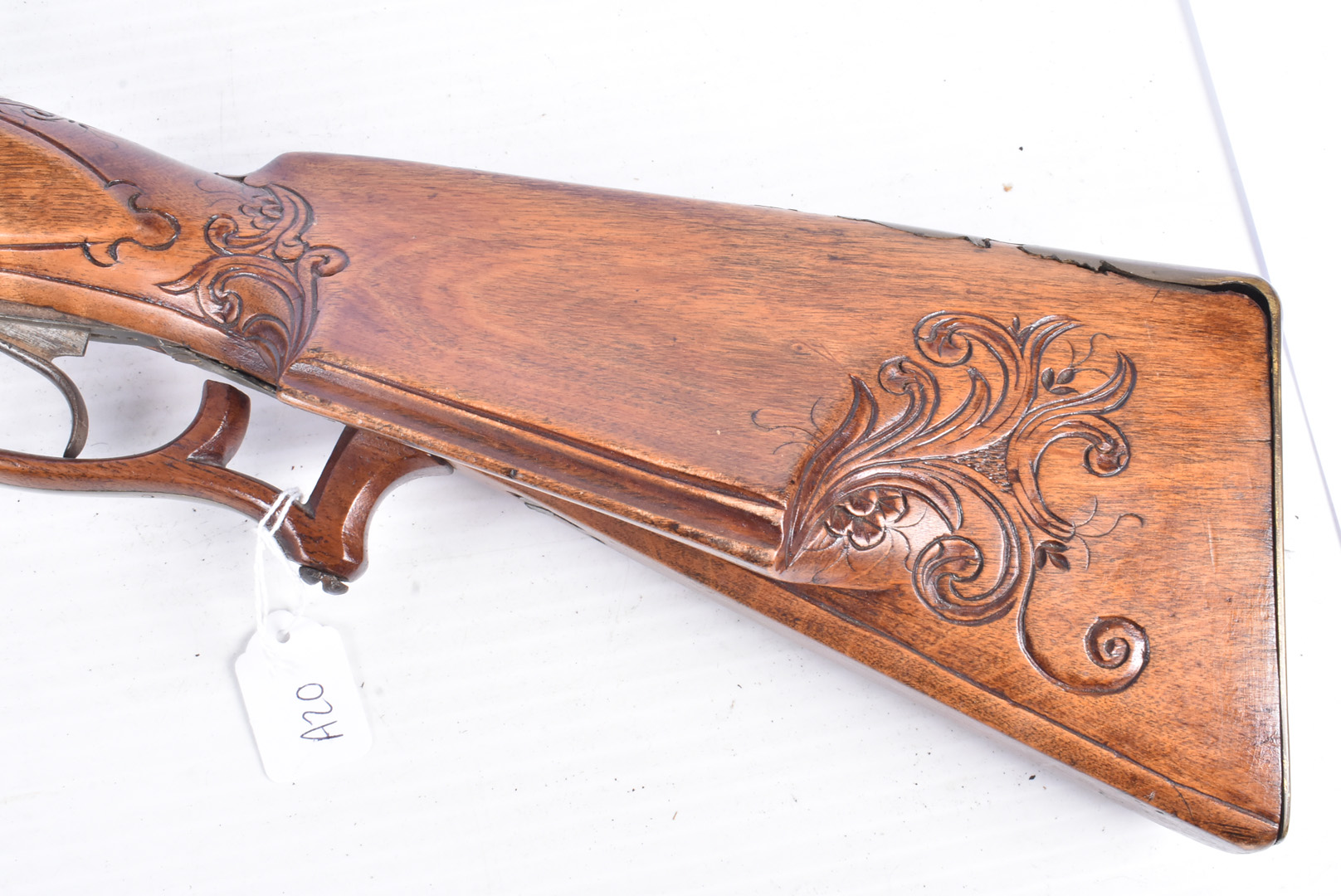 An Reproduction Austrian Decorative percussion cap carbine, with decoratively carved wooden stock, - Image 3 of 6