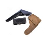 A Civil War period leather ammunition pouch, with fitted wooden interior for 18 shots, faintly