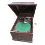 HMV Model 8 (TCAM), in mahogany case with Gram. Co soundbox No. 588700, gooseneck tone-arm and 12-