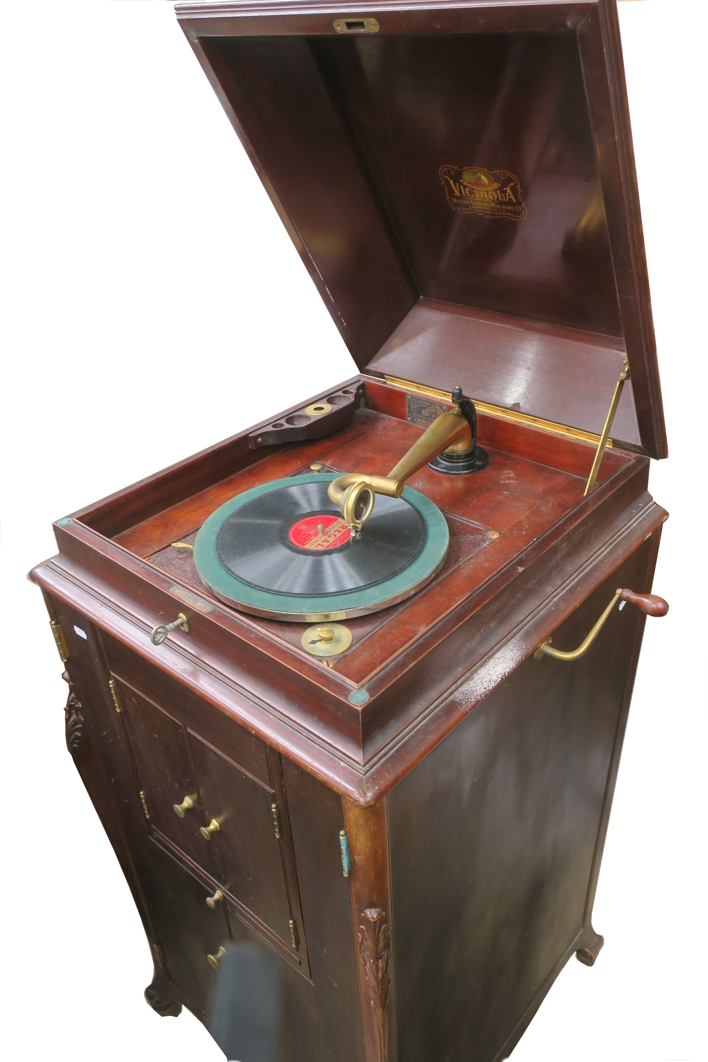 A cabinet gramophone, Victrola XVII, in mahogany case with gilt fittings, Victor Exhibition soundbox - Image 3 of 3