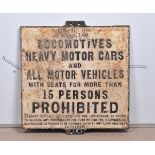 Cast Iron Bridge Notices, two original cast iron notices, inscribed Locomotives, Heavy Motor Cars,