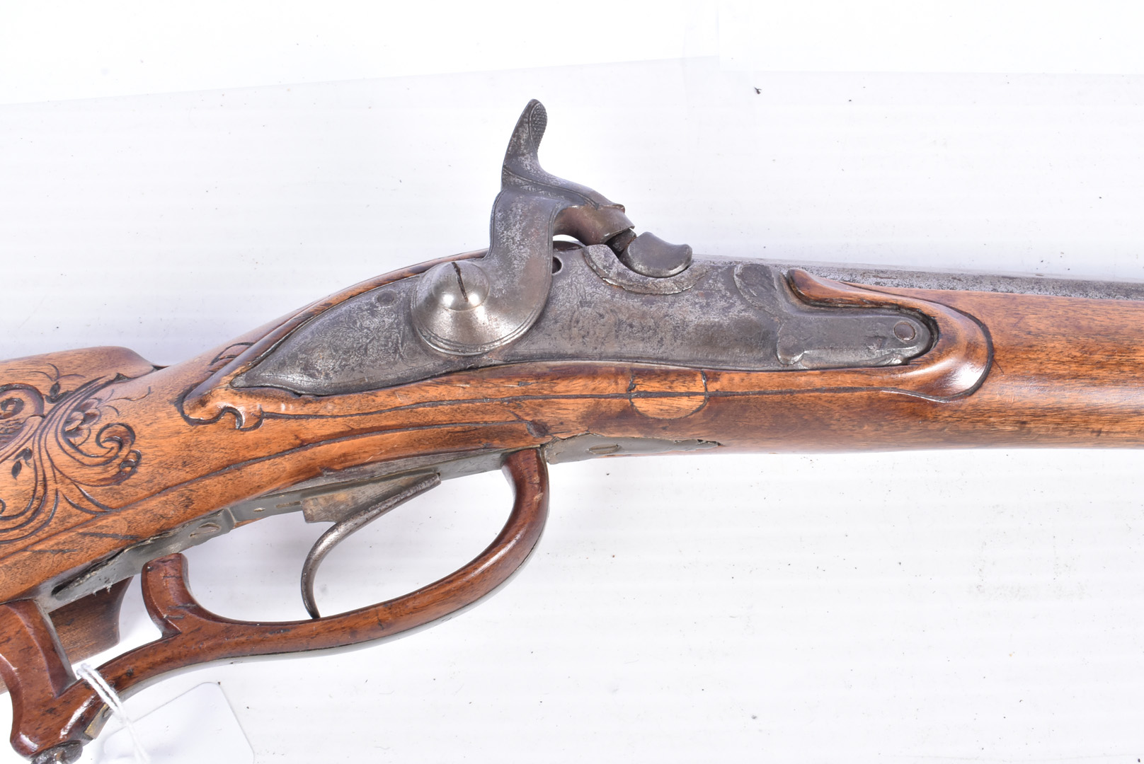 An Reproduction Austrian Decorative percussion cap carbine, with decoratively carved wooden stock, - Image 2 of 6