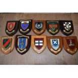 A collection of regimental wall plaques, to include 12th Light Air Defence Regt (RA), Staff