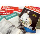 A collection of Trout and Salmon magazines, including Number 1 Volume 1 1955, then running through