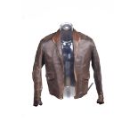 A brown leather jacket, possibly RAF, together with an R.A.F Kit bag marked 3113897 15/4/48