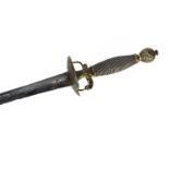 A French Small Sword, c.1720, with guard decorated with helmets, stands of arms and floral swags,