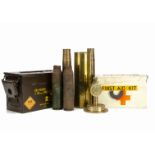 A 1940 Trench Art shell, together with a pair of 1956 40mm shell, and a large collection of