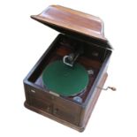A table grand gramophone, HMV Model IXA in mahogany case with stringing inlay, Gramophone Co.