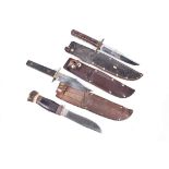 A War Period Sheath knife, by Harrison Fisher & CO Ltd, with antler terminal, and leather sheath,