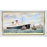 S W Fisher prints, Titanic, the Maiden Voyage 64/850, signed, together with The Queen Mary at New