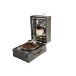 A portable gramophone, Decca Model 33, in black case (working order, slight scuffs on case,