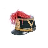 A 19th Century Italian Officer's Shako, he black hat with single gilt band to the top with V