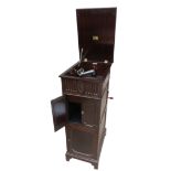 A cabinet gramophone, HMV Junior Grand in mahogany case with (later) HMV Exhibition soundbox, and