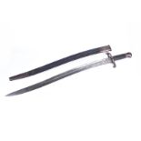 A British 1856 Pattern Yataghan bayonet, marked H to the single edged and fullered blade, cross