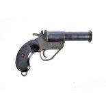 A Deactivated British No.1 MKV Flare pistol, made by Enfield, serial 112651, numerous stamps to