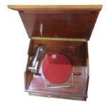 A table grand gramophone, Pathé No 36, in mahogany case with ogee front to lid, Concert reproducer