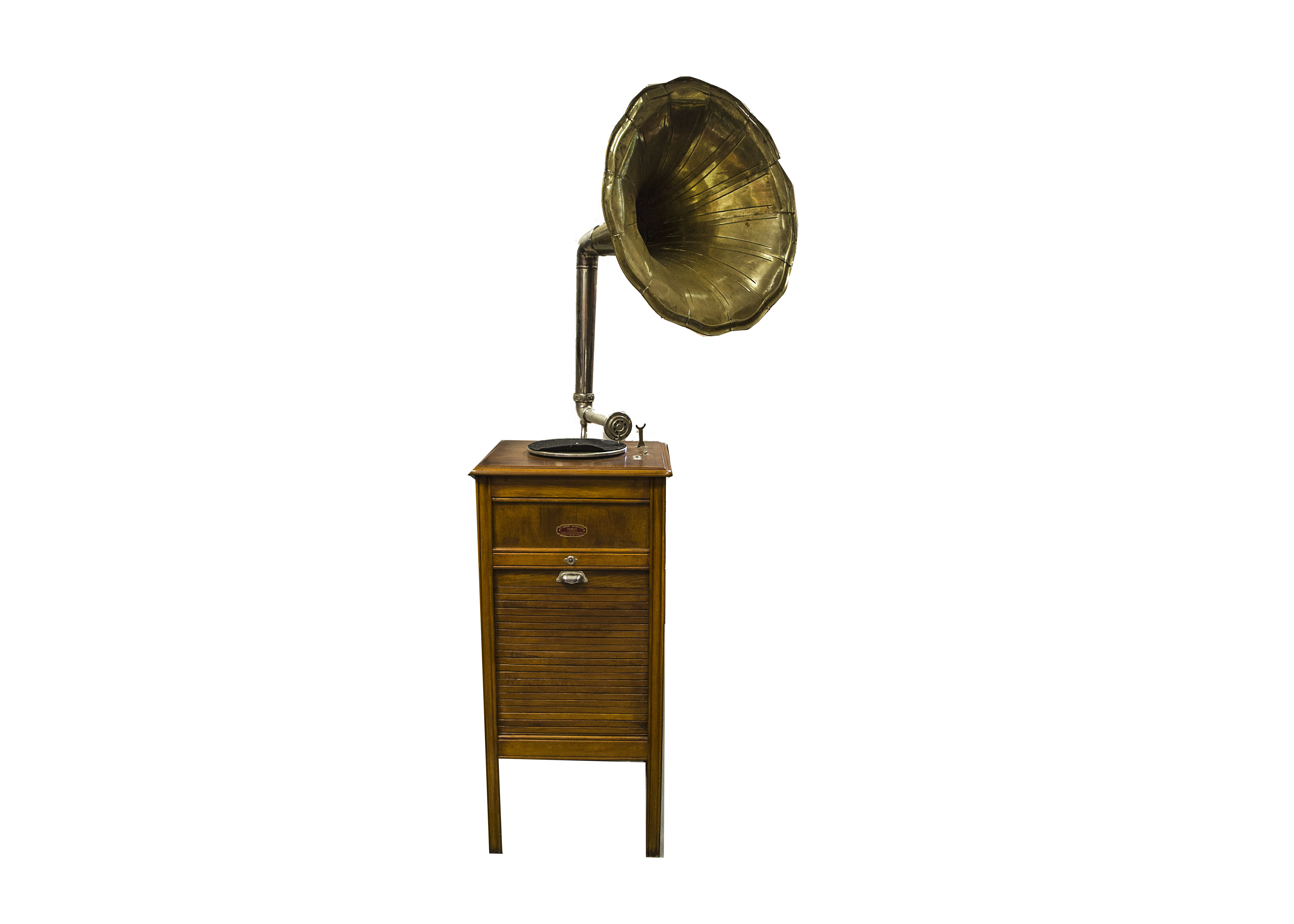 A coin-operated gramophone, a Concert Automatique Francais pedestal machine of Pathé type with large