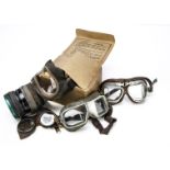 A pair of late 19th/early 20th Century Aviation/Motoring goggles, together with two slightly later