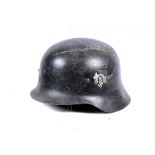 A German Third Reich Double Decal helmet, with National Eagle and Tri-Colour Shield Decals, with