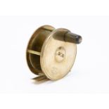 A vintage brass Hardy Bros of Alnwick brass fishing reel, 2¾"reel stamped with makers mark to the