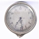 A 20th Century plated Smiths motor car dashboard clock, with bezel wind, 90mm diam.
