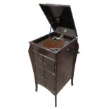 A cabinet gramophone, Apollo, in mahogany case, with Apollo Junior soundbox (gaskets decayed, motor